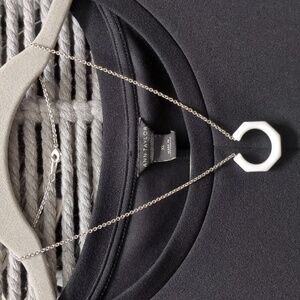 White geometric necklace w silver chain